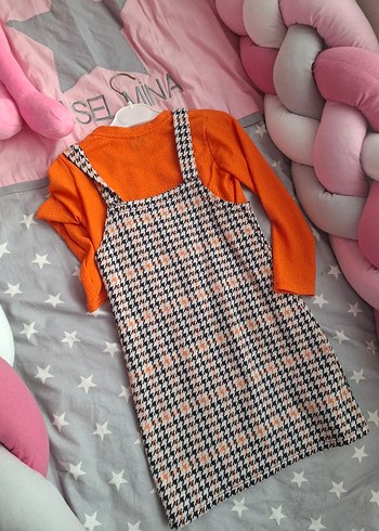 Turuncu Uzun Kollu Triko Kız Elbisesi - Görsel 4