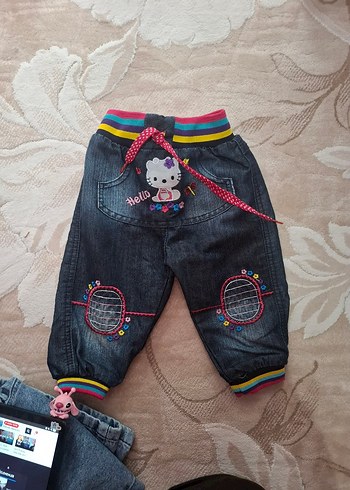 Nakışlı Renkli Kız Çocuk Kot Pantolon - Görsel 2
