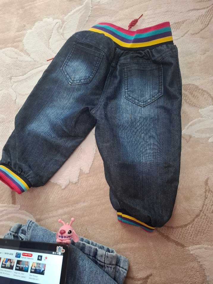 Nakışlı Renkli Kız Çocuk Kot Pantolon - Görsel 4