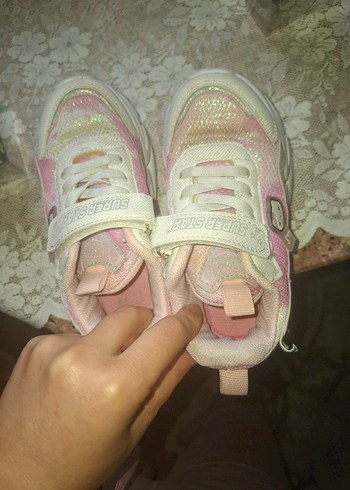 Kız Çocuk Pembe Bağcıklı Cırt Cırtlı Spor Ayakkabı - Görsel 5