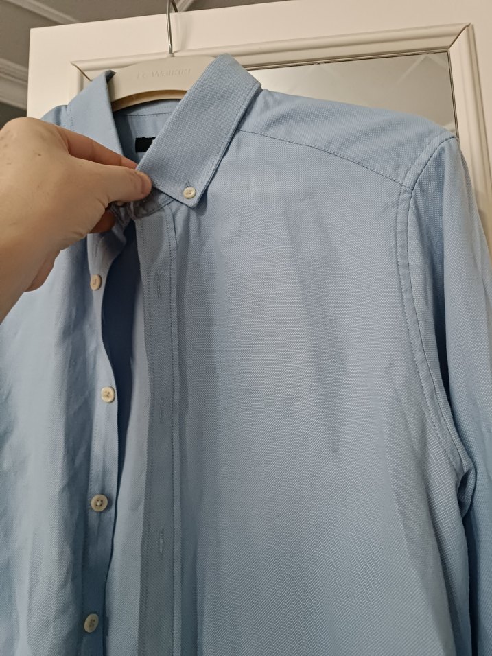 Mavi Pamuklu Erkek Gömlek - Görsel 3