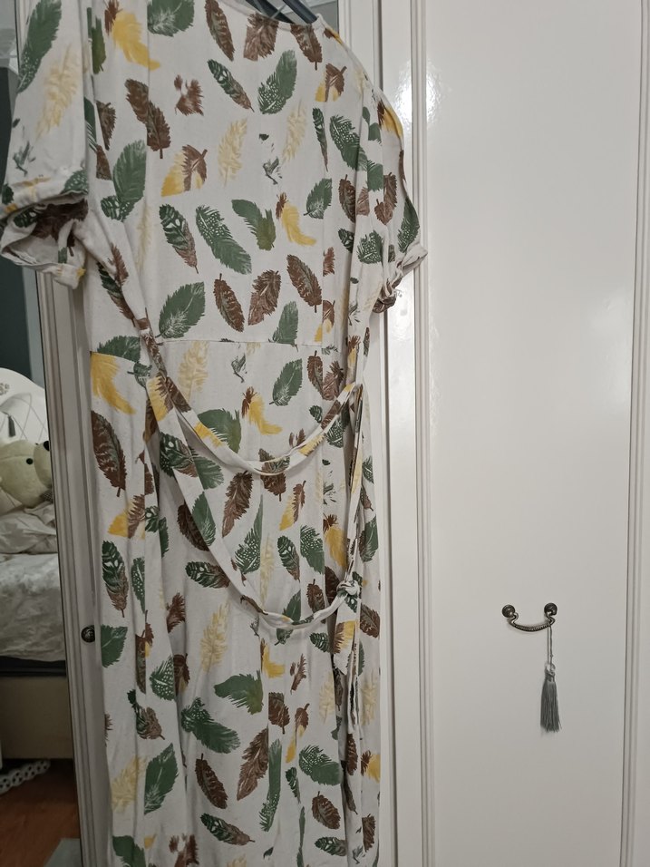 Bohem V Yaka Desenli Hamile Elbisesi - Görsel 3