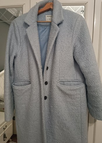 Gri Midi Kadın Düğmeli Kaban - Görsel 2