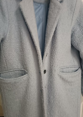 Gri Midi Kadın Düğmeli Kaban - Görsel 4