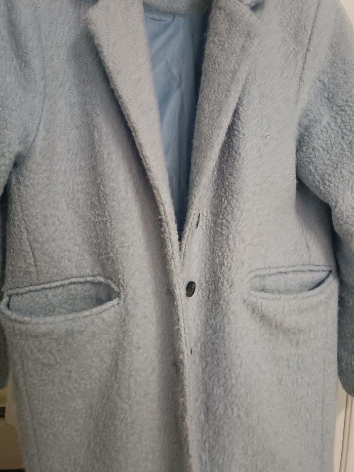 Gri Midi Kadın Düğmeli Kaban - Görsel 4