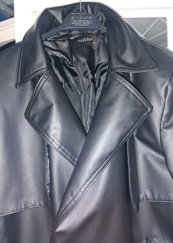 Düğmeli Siyah Deri Kadın Ceket - Görsel 3