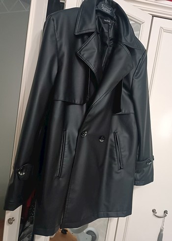 Düğmeli Siyah Deri Kadın Ceket - Görsel 2