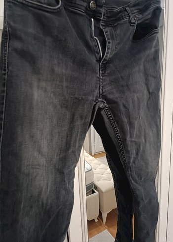 Gri Rahat Kesim Bol Paça erkek Kot Pantolon - Görsel 2