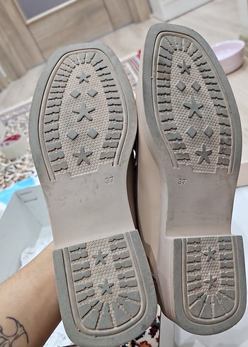 Bej Kadın Tokalı Blok Topuklu Loafer - Görsel 4