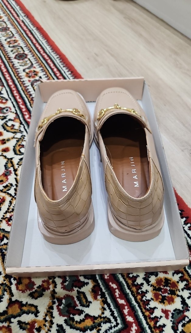 Bej Kadın Tokalı Blok Topuklu Loafer - Görsel 3