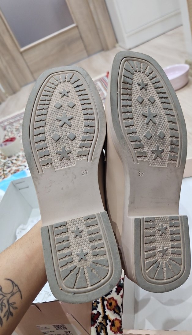 Bej Kadın Tokalı Blok Topuklu Loafer - Görsel 4