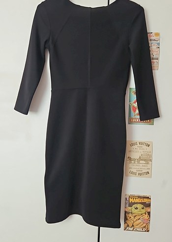 Siyah Yuvarlak Yaka Kadın Kalem Elbise - Görsel 2