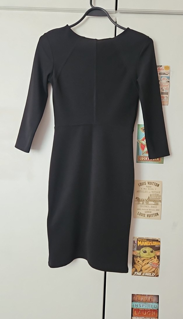 Siyah Yuvarlak Yaka Kadın Kalem Elbise - Görsel 2
