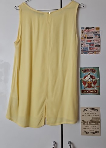 Sarı Kolsuz Normal Boy Kadın Bluz - Görsel 3