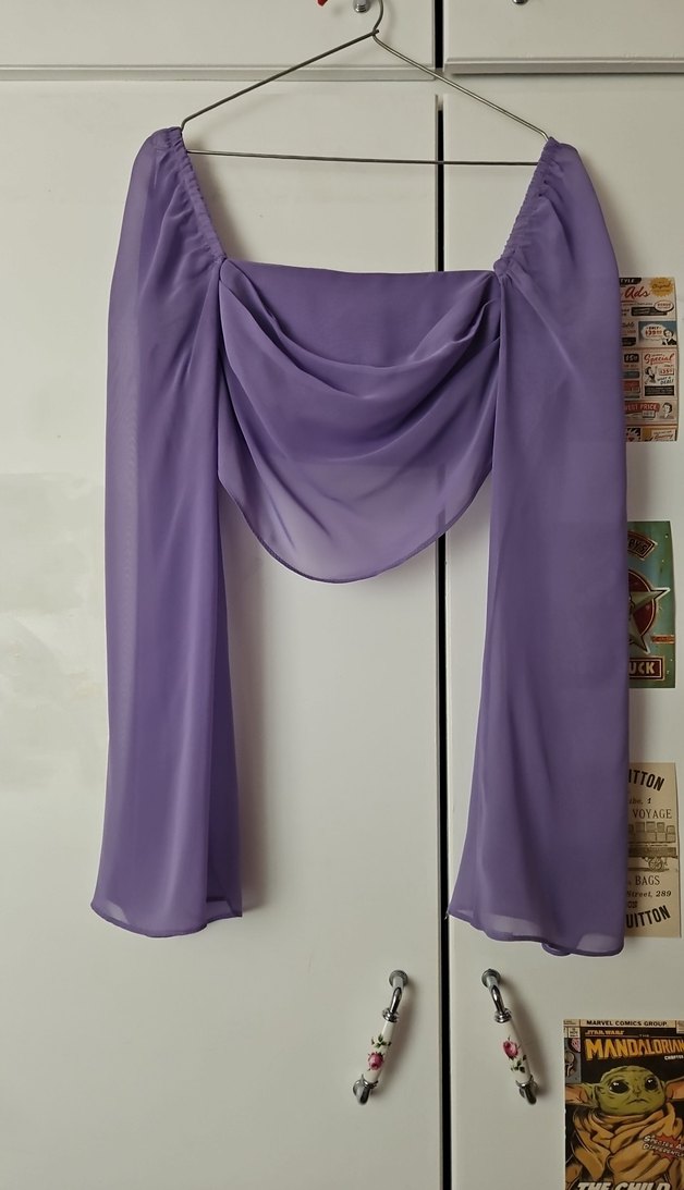 Uzun Kollu Straplez Mor Drapeli Abiye Takım - Görsel 2