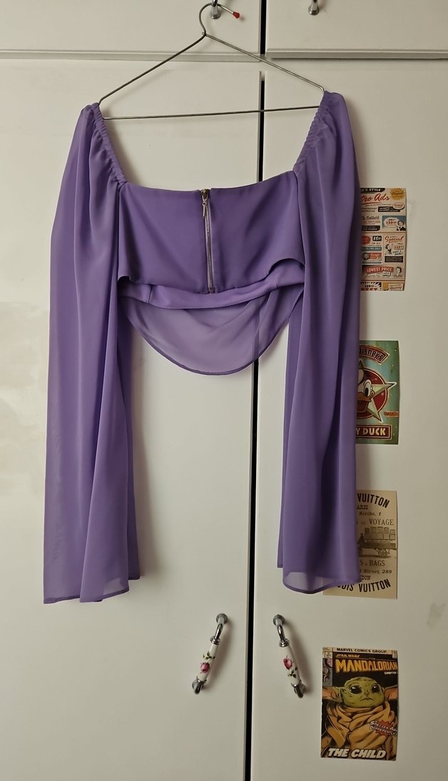 Uzun Kollu Straplez Mor Drapeli Abiye Takım - Görsel 4