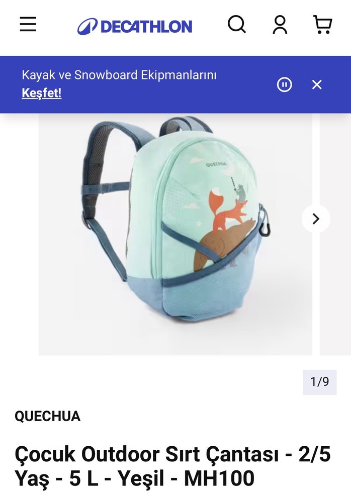 Turkuaz Baskılı Fermuarlı Çocuk Sırt Çantası - Görsel 5