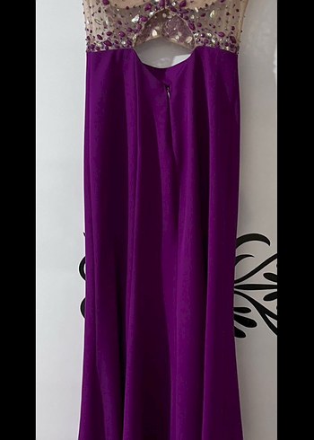 Mor Payetli Uzun Abiye Elbise - Görsel 4