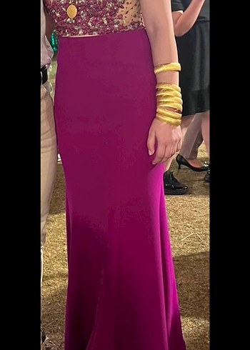 Mor Payetli Uzun Abiye Elbise - Görsel 7