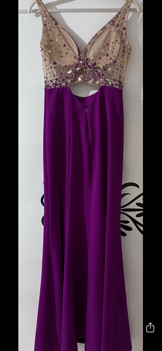 Mor Payetli Uzun Abiye Elbise - Görsel 4
