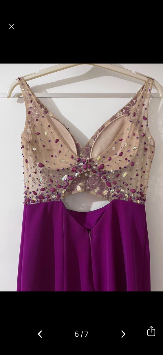 Mor Payetli Uzun Abiye Elbise - Görsel 2