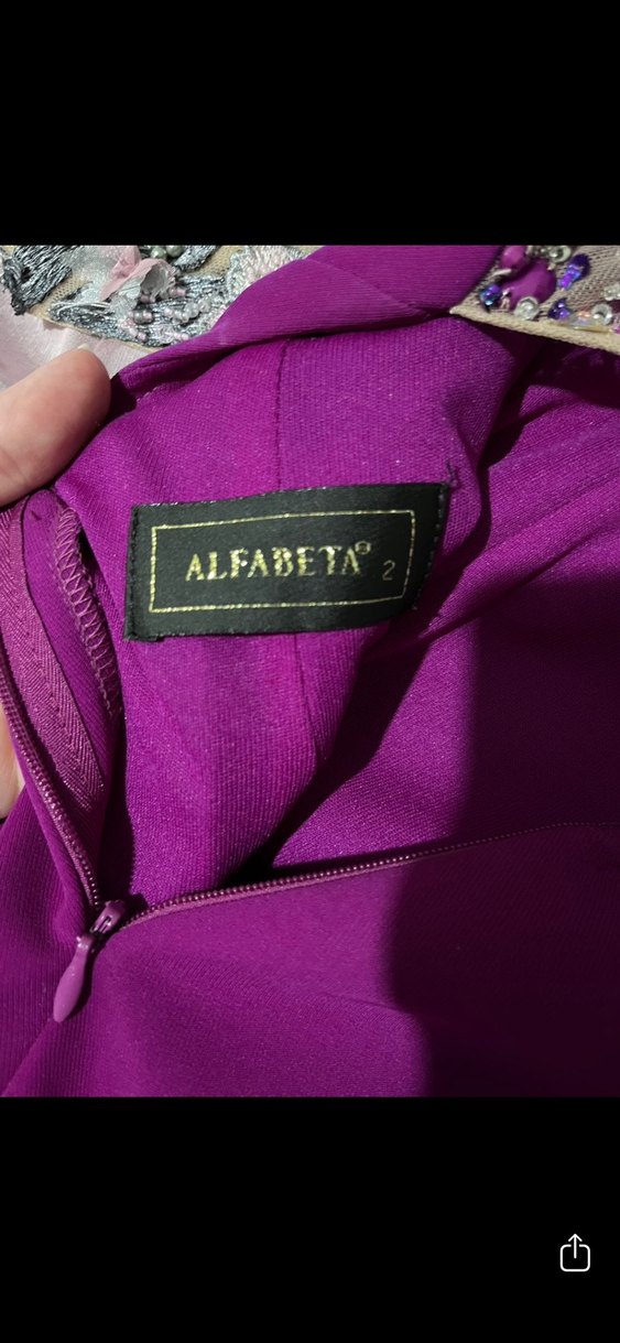 Mor Payetli Uzun Abiye Elbise - Görsel 5