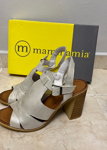 Tokalı Beyaz Blok Topuklu Kadın Ayakkabı - Görsel 5