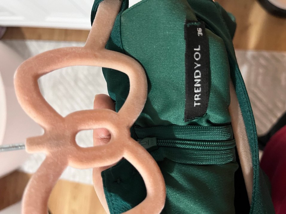 Kadın Yeşil Drapeli Uzun Abiye Elbise - Görsel 4