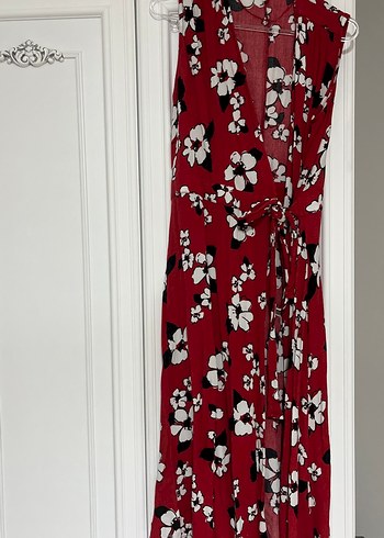 Bordo Çiçekli Drapeli Uzun Bohem Elbise - Görsel 4