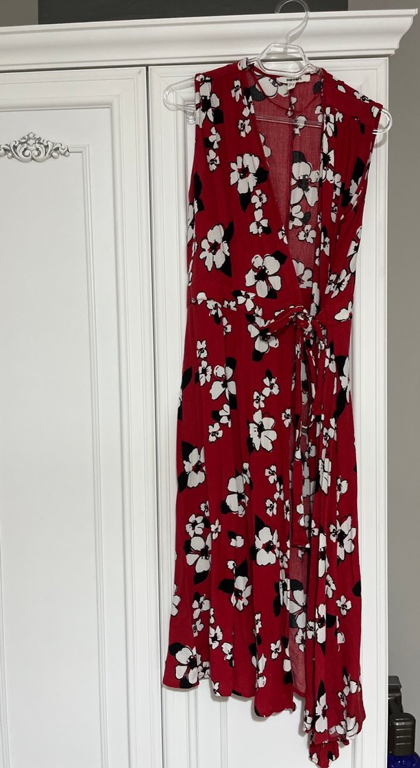 Bordo Çiçekli Drapeli Uzun Bohem Elbise - Görsel 4
