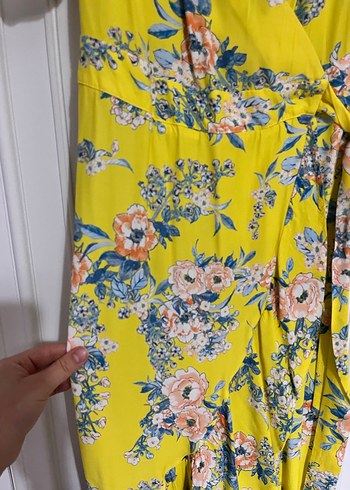Sarı Çiçekli Uzun Bohem Elbise - Görsel 2