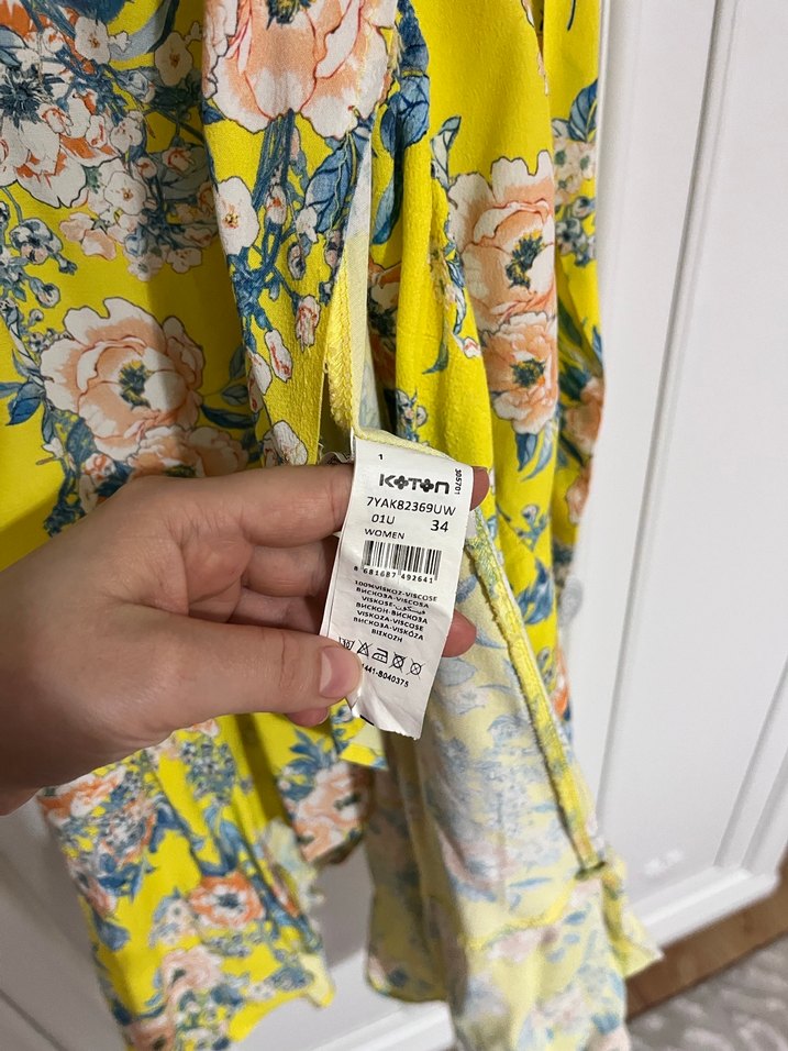 Sarı Çiçekli Uzun Bohem Elbise - Görsel 4