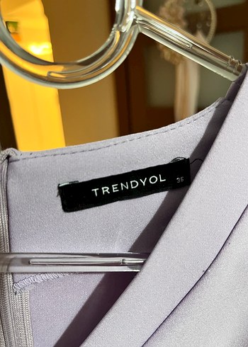 Mor V Yakalı Midi Kadın Elbise - Görsel 5