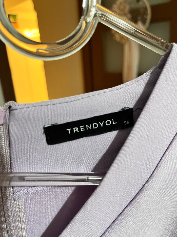 Mor V Yakalı Midi Kadın Elbise - Görsel 5