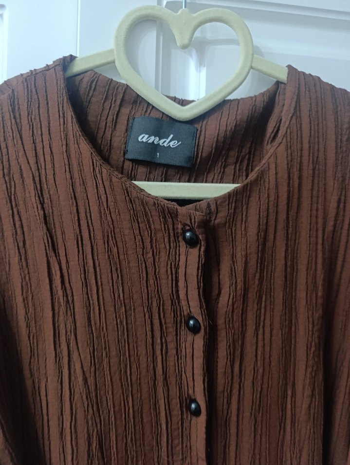 Kahverengi Piliseli uzun kollu elbise - Görsel 4