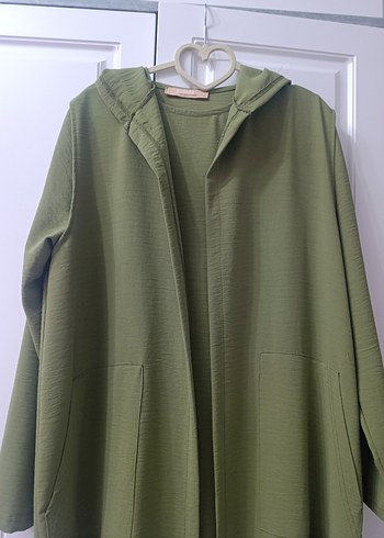 behara marka Uzun Koyu Yeşil Kadın Salaş Kapüşonlu Elbise - Görsel 5