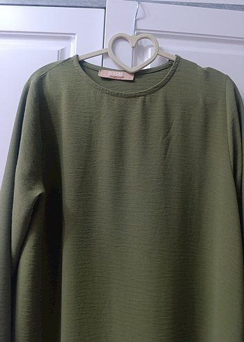 behara marka Uzun Koyu Yeşil Kadın Salaş Kapüşonlu Elbise - Görsel 3