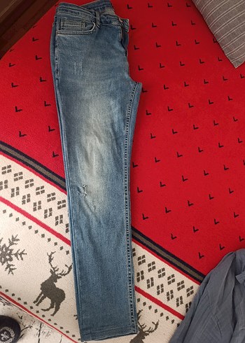 erkek Mavi Koton Denim Jean pantalon - Görsel 4