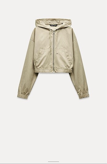Zara Kapüşonlu Crop Ceket Açık Haki