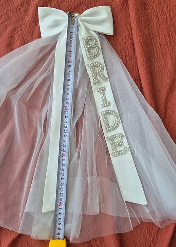 İnci Detaylı Beyaz Gelin Kurdelası - Görsel 2