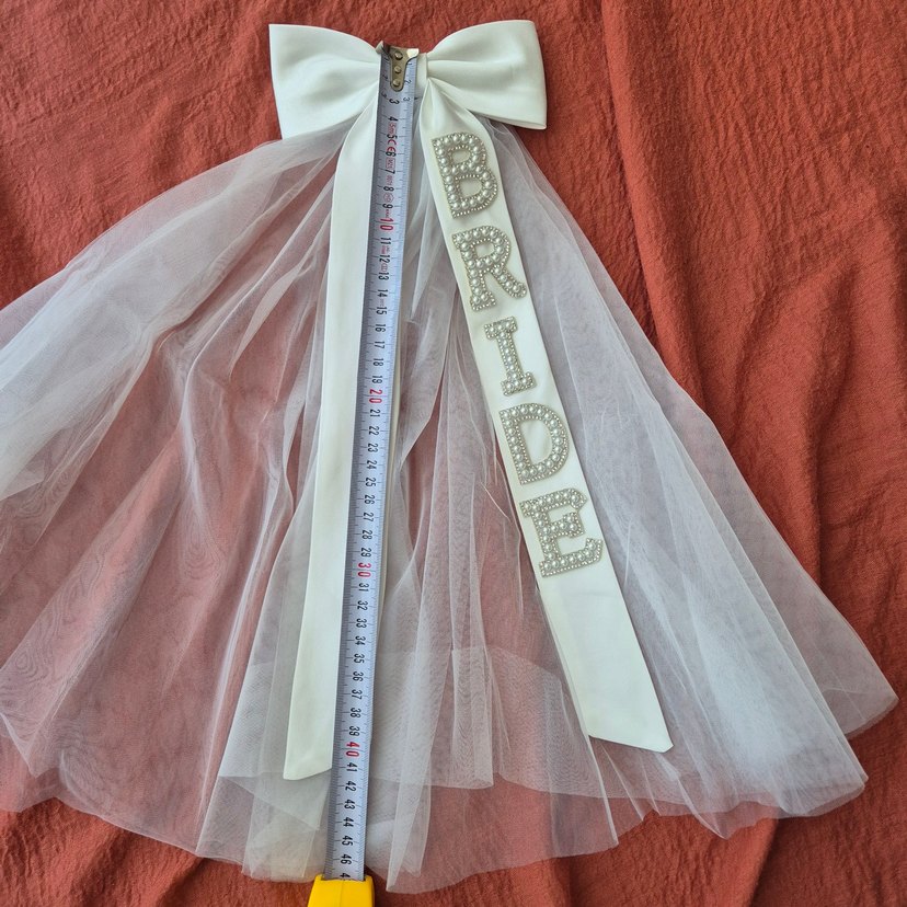 İnci Detaylı Beyaz Gelin Kurdelası - Görsel 2