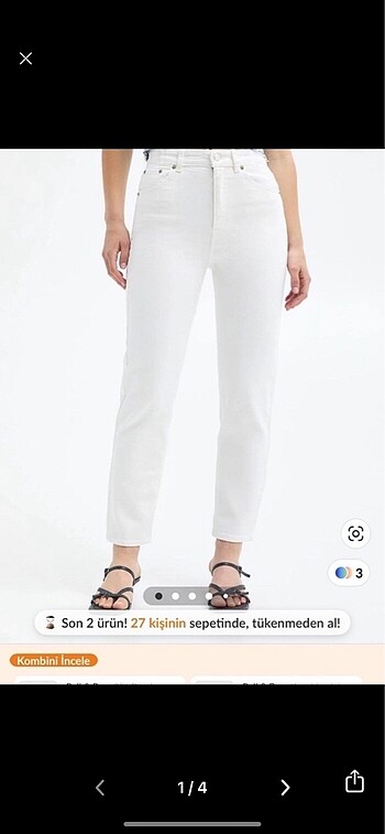 Pull and Bear Beyaz Mom Jean