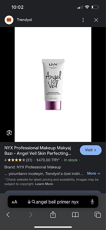 NYX Nyx Angel Veil Primer makyaj bazı