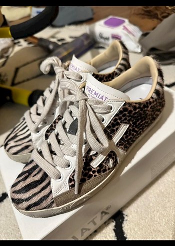 Diğer Kahverengi Zebra Desenli Kadın Sneakers