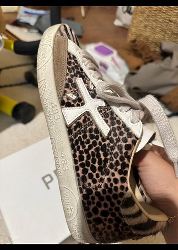 37 Beden Kahverengi Zebra Desenli Kadın Sneakers