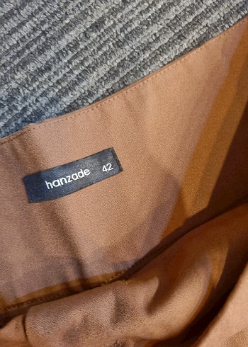 42 Beden kahverengi Renk Bej Kadın Krep Kumaş Pantolon