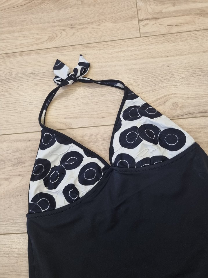 Drapeli Siyah Mini Kadın Mayo - Görsel 2