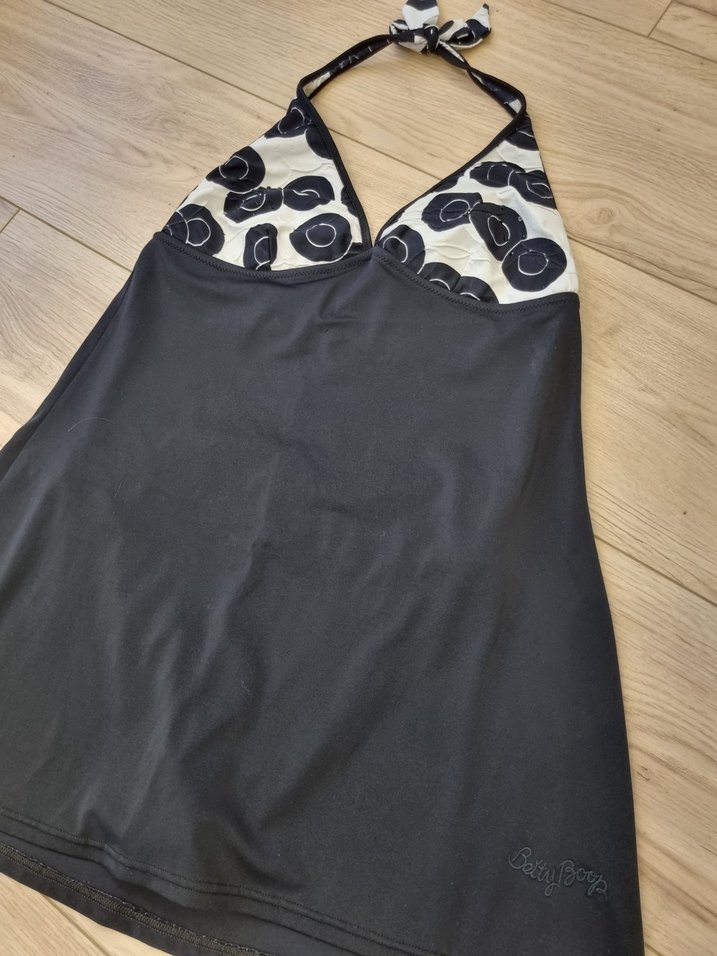 Drapeli Siyah Mini Kadın Mayo - Görsel 3