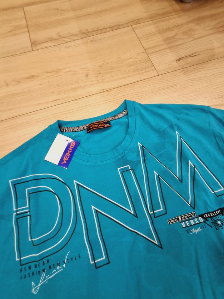 Mavi Baskılı Denim Erkek Tişört - Görsel 2