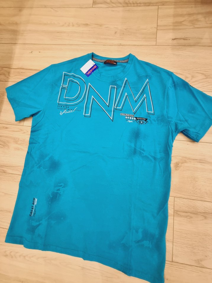 Mavi Baskılı Denim Erkek Tişört - Görsel 3